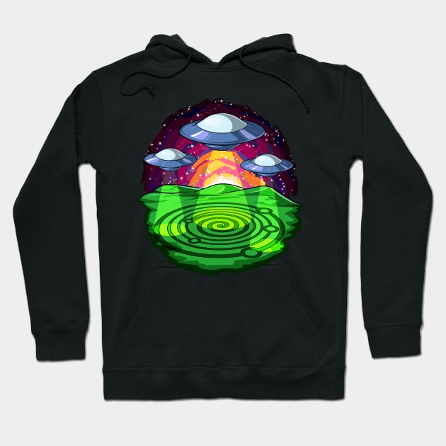 Alien Abduction Crop Circles Hoodie by underheaven